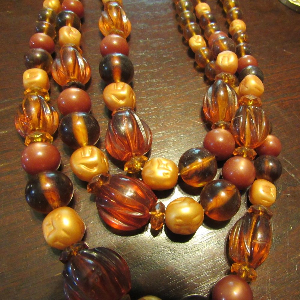 🍂 Elegant Vintage Copper-Gold Abstract Beaded Necklace - Picture 10 of 14